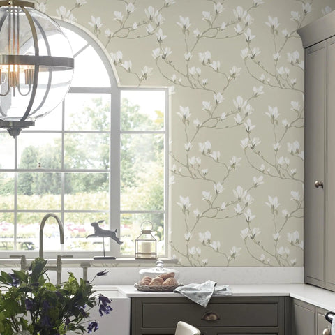 Magnolia Grove Natural Wallpaper With Easy Paste The Wall Application Strippable And Spongeable Wallcovering For Quick No Fuss Decor Durable Washable Finish Ideal For Living Rooms Bedrooms Hallways