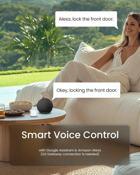Woman using Smart Door Lock B200 With Keyless Entry, Fingerprint Scanner, Touchscreen Keypad, And App Control For Front Door