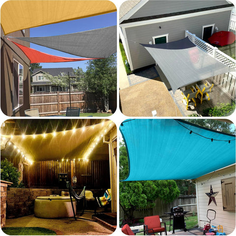 Sun Shade Sail 8x10 Foot Sand Rectangle Canopy Shade Cover for Patio and Backyard UV Block Ninety Five Percent Permeable Mesh