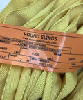 Yellow 12 Foot Endless Round Sling label showing load limits and product details