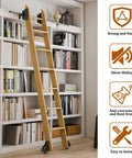 Sliding Ladder Hardware Kit With Brake Wheels, 3.3Ft To 24Ft Adjustable Track System, 10Ft Track Included, Carbon Steel Construction