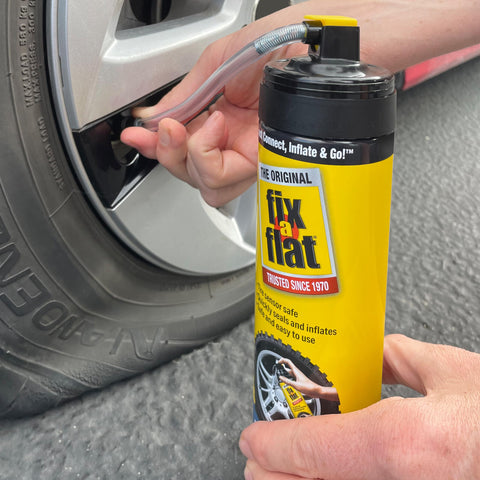 Using Emergency Tire Repair And Inflator Aerosol 16 Oz For Standard Tires Eco Friendly Formula Universal Fit For All Cars Quick Seal And Inflate In Seconds Flat