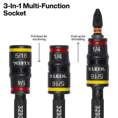 Tough As Nails 16In1 Hybrid Screwdriver Featuring Heavy Duty Rare Earth Magnet And Impact Rated Nut Driver Head with three multi-function sockets.