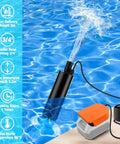Heavy Duty Compact Submersible Sump Pump With 16 Foot Plug And Play Cord For Rapid Pond Drainage showing water spray.