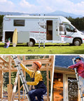 Ten And A Half Foot Aluminum Telescoping Ladder With One Button Retraction EN131 Certified 330 Pound Capacity in home and job site use