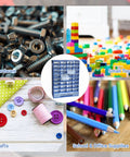 Collage features Dope 33 Drawer Plastic Small Parts Organizer With Clear Drawers and various uses for hardware, toys, crafts, and supplies.