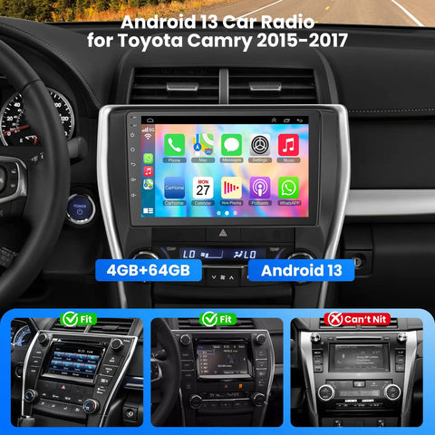 Camry 2015 2016 2017 Android 13 Car Stereo With 10.2 Inch Touch Screen Wireless CarPlay And Android Auto Bluetooth 5.2 Voice Control GPS