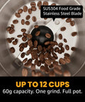 Elite Gourmet ECG914 Electric Coffee And Spice Grinder Heavy Duty Stainless Steel Blade One Touch Operation Black Compact Design for freshly ground coffee beans.
