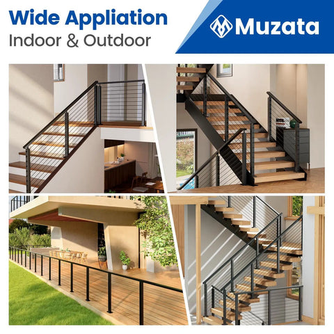 Black Stainless Steel Cable Railing Handrail Built Tough 6 Ft 6 In Rectangular Top Rail For Cable Railing System Indoor Outdoor Deck Stair Adjustable Length Includes Paper User Guide HT10 BP4 installation examples