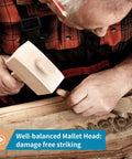 Craftsman using 9.6 Inch Solid Beechwood Mallet For Damage Free Striking In Woodworking Wood Carving Leather Work And General Carpentry Projects