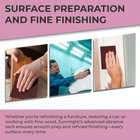 Maroon 6 By 9 Inch Scuff Pads For Paint Prep Aluminum Oxide Surface Prep Cloths with Abrasive Hand Pads in use for finishing
