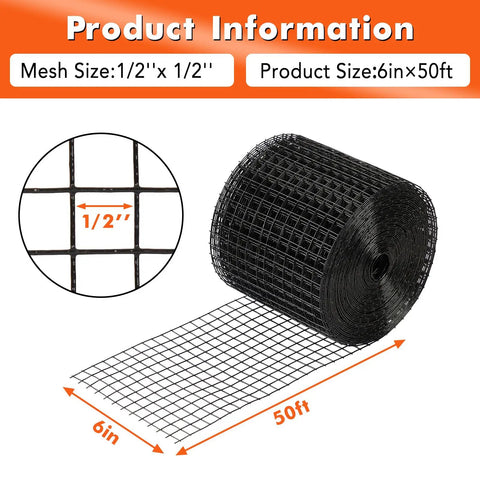Real Deal Solar Panel Pest Barrier Mesh 6in x 50ft black mesh roll with 1/2 inch squares for rodent exclusion on roofs.
