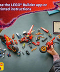 Child assembling NINJAGO Ninja Combat Vehicle 3 In 1 Building Toy Set For Kids Ages 8 And Up Dragon Rising Build Kit With Six Ninja Minifigures Killer Birthday Gift Idea 71844