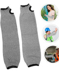 No Nonsense Cut Resistant Arm Sleeves 2 Pack PE Forearm Protectors For Welders Mechanics And Yard Crews Built Different With Snug Elastic Fit For Long Days On The Road gray sleeves with snug cuffs displayed