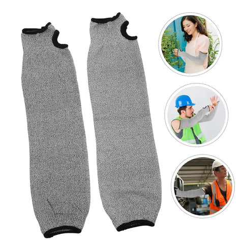 No Nonsense Cut Resistant Arm Sleeves 2 Pack PE Forearm Protectors For Welders Mechanics And Yard Crews Built Different With Snug Elastic Fit For Long Days On The Road gray sleeves with snug cuffs displayed