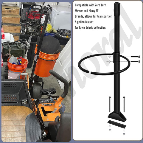 Front Bar Handle For Zero Turn Mower Easy Install Mounting Kit With 5 Gallon Bucket Bracket Holder No Drill Clamp On Lawn Care Accessory