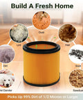 Infographic of 2 Pack Replacement Cartridge Vacuum Filter For 5 To 20 Gallon Wet Dry Vacs VBV1210 showing dust and debris capture