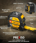 2-In-1 Laser Tape Measure With 135 Ft Range, Rechargeable Distance Tool And 16 Ft Manual Tape, High-Precision Readings Within 1/8 Inch, Six Modes Including Distance, Continuous, Area, Volume, And Two-Point Pythagorean Method, backlit display