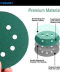 Ditch cheap discs and grab these 50 pc 5-inch sanding discs with 8 holes featuring premium zirconia abrasive material.
