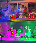 Christmas scene with Solar Spotlights Outdoor 600LM Set Of 2 Waterproof Landscape Lights for yard decor and decoration.