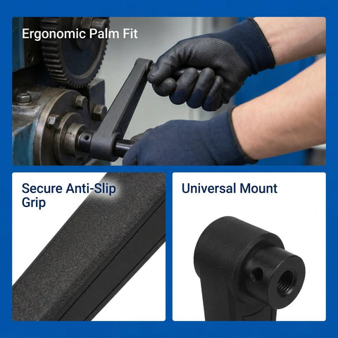 Cvutovo 2-Piece Nylon Crank Handle With Ergonomic Non-Slip Grip, 12X100mm Rotating Handwheel Adapter for precise tool adjustments.