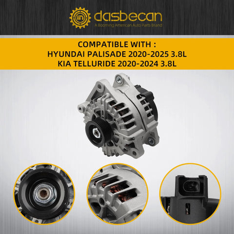 Beefed-Up 180 Amp High Output Alternator For Hyundai Palisade 2020-2025 And Kia Telluride 2020-2024 3.8L Durable Replacement