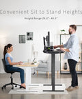 Man using Electric Standing Desk With Memory Height Adjustment, 60 X 24 Inch One Piece Black Top, Holds Up To 220 Lbs, 1B Series