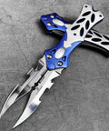 Dual Blade Pocket Knife For Everyday Carry And Camping, 8.5 Inch Folding Knife With Dual Side Open Blades, Clip And Aluminum Handle