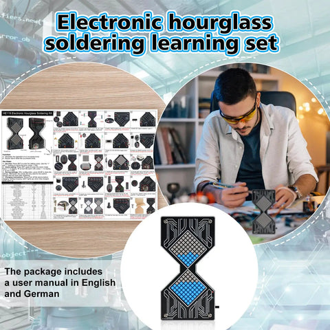 Dope LED Hourglass Soldering Kit For Makers And Techies 1 To 99 Minute Countdown Timer Build Your Own Flowing Light Hourglass LED Project DIY Electronics Hobby Kit For Solder Practice And Creative Craft, black PCB kit with manual