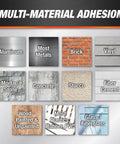 Multi-material adhesion chart for Gutter And Flashing Exterior Sealant Advanced Hybrid Polymer Waterproof Sealant Medium Gray 10.1 Oz.