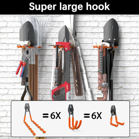 Heavy Duty Garage Wall Hooks 31 Pack Anti Slip PVC Coated Steel Wall Mount Organizer displaying multiple tools on white wall