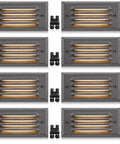 Eight low voltage step lights for outdoor stairs and fences, 5W LED landscape lighting with horizontal louver faceplate, 12V ETL listed set.