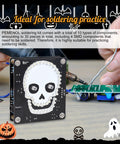 Skull Ghost Soldering Project Kit with PCB boards showing skull design, ideal for DIY practice with flashing lights and music.