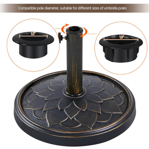 Heavy Duty Bronze 18 Inch Patio Umbrella Base All Weather Resin Stand 26 Lb Outdoor Garden Yard Stabilizer For Market Umbrellas