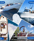 Round Non Slip Boat Hatch With Detachable Cover Waterproof ABS Marine Access Hatch For Boats and Yachts, displayed with various boats on water.