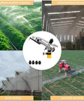 360 Degree Rain Gun Sprinkler With One And A Half Inch FNPT Connection Full Circle Impact Sprinkler With Four Interchangeable Nozzles in various applications such as agriculture, dust removal, cooling, and pesticide spraying.