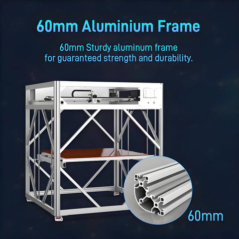 Industrial Grade Large Format 3D Printer For Production Use with 60mm aluminum frame for strength and durability.
