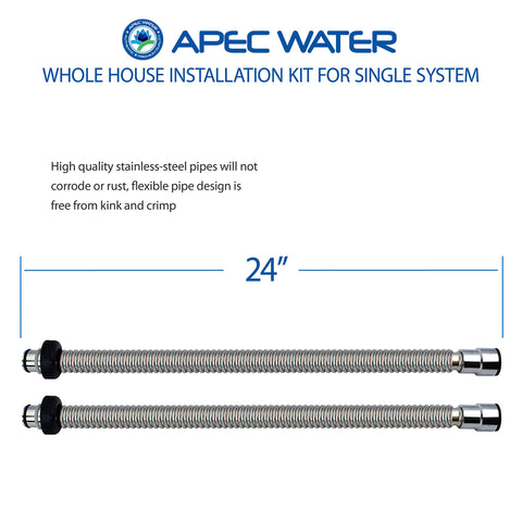 24-inch stainless steel tubing for Whole House Water Filtration System Single Tank Installation Kit for Easy DIY Setup.