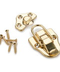 Heavy Duty Trunk Draw Catch With Top Shelf Polished Brass Finish And No Sweat Mounting For Secure Latching with screws.