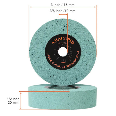 Top Shelf 3 Inch Polyurethane Buffing Wheels 2000 Grit, showing size and details for polishing metal finishes.