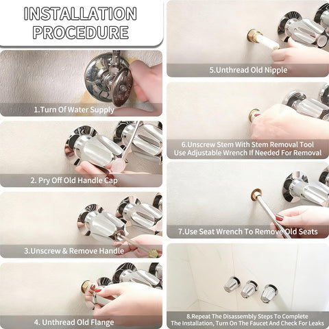 Installation steps for Fix-It Remodel Kit For Price Pfister Verve Tub And Shower With 3-Handle 39619 Black Finish.