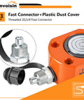 20 Ton Hydraulic Ram Cylinder Jack Low Profile Porta Power Ram Single Acting Mini Jack with 0.55 Inch Stroke for Tight Spaces, Machinery, Shipbuilding, and Automotive Maintenance, Portable, Auto Retract Design, Beefy Durable Load Lifting Tool fast connector with plastic dust cover