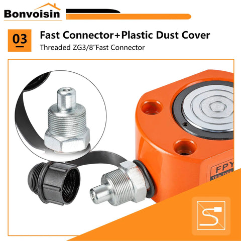 20 Ton Hydraulic Ram Cylinder Jack Low Profile Porta Power Ram Single Acting Mini Jack with 0.55 Inch Stroke for Tight Spaces, Machinery, Shipbuilding, and Automotive Maintenance, Portable, Auto Retract Design, Beefy Durable Load Lifting Tool fast connector with plastic dust cover