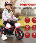 Electric Dirt Bike For Kids 3 To 6, 170W Mini Moto With Lightweight Aluminum Frame, 24V Detachable Battery, Dual Power Modes, 12 Inch Knobby Tires, Rugged Outdoor Fun For Backyard Adventures And Neighborhood Treks, side view with child rider