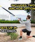 Man using All-In-One Suspension Training System For Home Workouts And Full-Body HIIT, Indoor And Outdoor Anchors Included, Portable Gym Kit