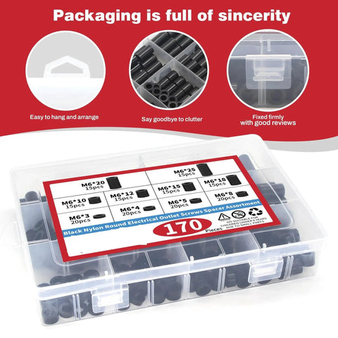 Go To M6 Nylon ABS Spacers Kit With Box 340 And 680 Piece Set for black M6 spacers in clear organizer box