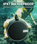 Rugged IP67 Waterproof Bluetooth Speaker With Submersible Design shown underwater, highlighting outdoor use and durability