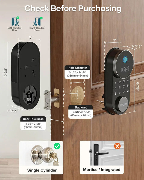 Seamless Front Door Smart Lock With Fingerprint Entry And Apple Home Key Compatibility. Enjoy No Sweat Wifi App Control For iPhone And Android Users. Rock Solid Home Security That Slips Right Over Your Existing Deadbolt Setup.