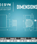 Dimensions diagram of Compact Submersible Pump For Small Ponds And Fountains, 115 Volt Direct Drive, 1/28 HP, 475 GPH, Model 566612.