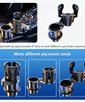 Premium Adjustable 2 In 1 Cup Holder Expander For Tesla Cybertruck Console Drink Stand shown in different adjustable positions.